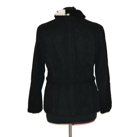 Jason Kole Womens 12 Wool Coat Jacket  Black with Faux Fur Collar - Picture 3 of 7